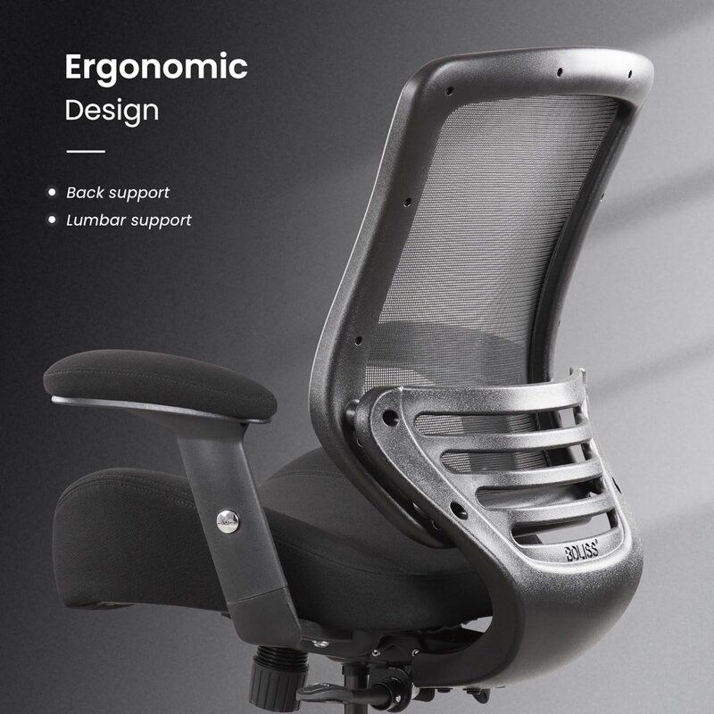 Silla ergonómica de oficina con brazos ajustables, asiento de espuma moldeada y soporte Lumbar, supersuave, 400lbs