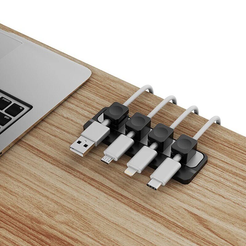 Enrouleur de câble magnétique adhésif en silicone, fixateur de câble USB, ligne de support de document solide, clip de chargeur pour bureau