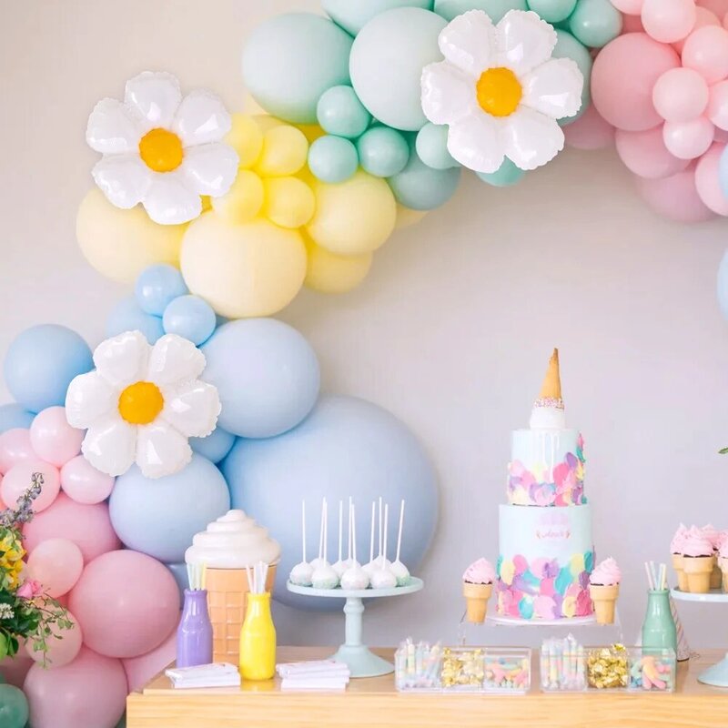 Macaron Snoep Kleurrijke Ballonnen Guirlande Boog Chrysant Folie Ballonnen Meisje Prinses Verjaardag Bruiloft Decor Baby Shower