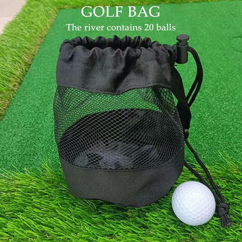 Bolsa de almacenamiento especial para pelotas de Golf, contenedor con cordón, malla de nailon, color negro