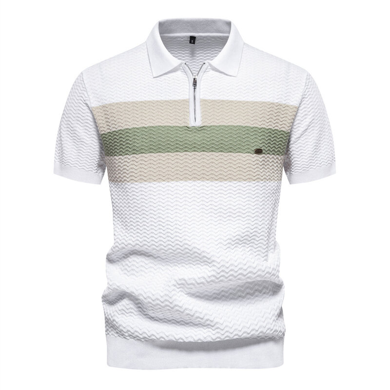 Polo da uomo estiva maglietta sportiva traspirante in cotone a maniche corte a righe di alta qualità t-Shirt da Golf Casual da uomo d'affari