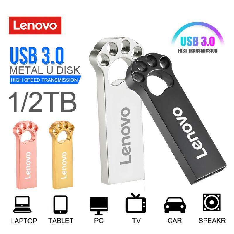 Lenovo-Clé USB 3.0, 2 To, 256 Go, étanche, disque flash, pour ordinateur portable et de bureau