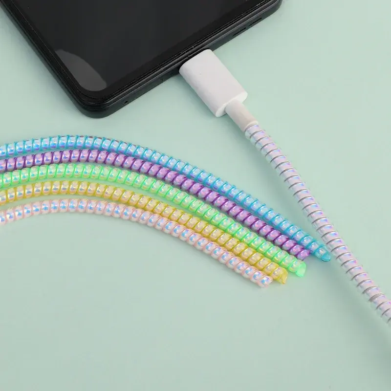 1.4m Color Spiral USB Wire Protector Flexible Anti-break Spring Protection Rope for USB Charging Cable Earphone Data Line Winder