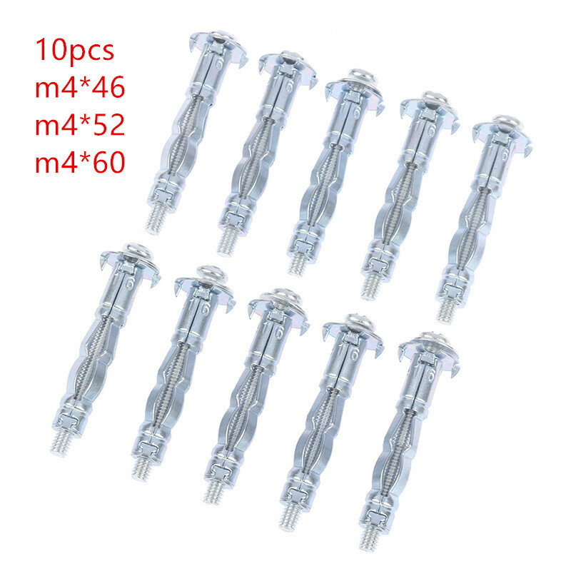 10PCS M4 Hollow Wall Metal Anchor Kit Plasterboard Drywall Cavity Plug Dowel for Ceiling Expansion Screws Gypsum Board Holes