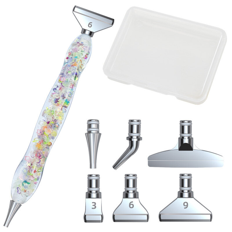 DM3007 DIY точечная ручка с наконечниками, ручка для алмазной живописи 5D, инструменты для дизайна ногтей, светящиеся в темноте алмазные аксессуары, ручка