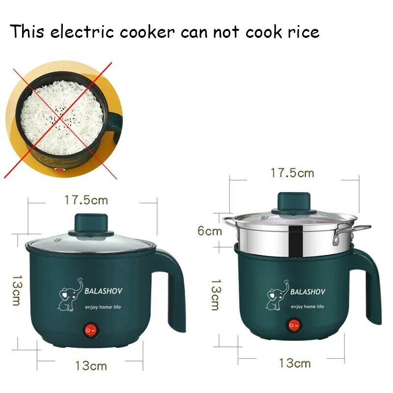 Mini cocina eléctrica antiadherente para el hogar, olla caliente multifunción para 1 o 2 personas, individual o doble