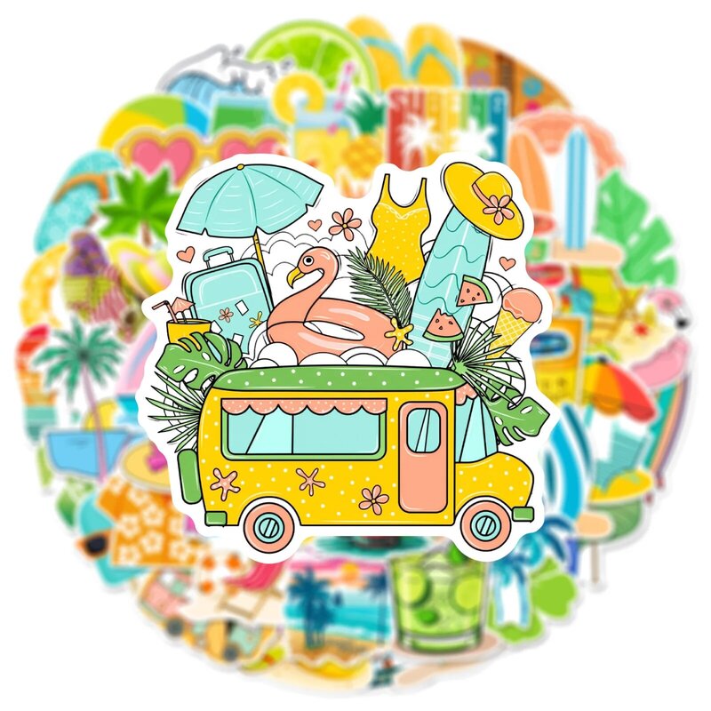 10/50Pcs Ins Style Summer Vacation Beach Stickers Aesthetic DIY Skateboard Laptop Luggage Fridge Phone Car Styling Decal Sticker