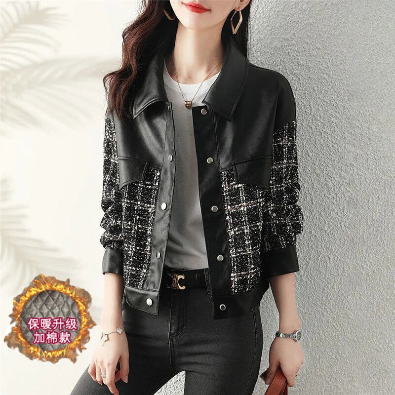 Xiaoxiangfeng-Veste en cuir PU pour femme, manteau de moto pour femme, coréen, automne, hiver, 2023