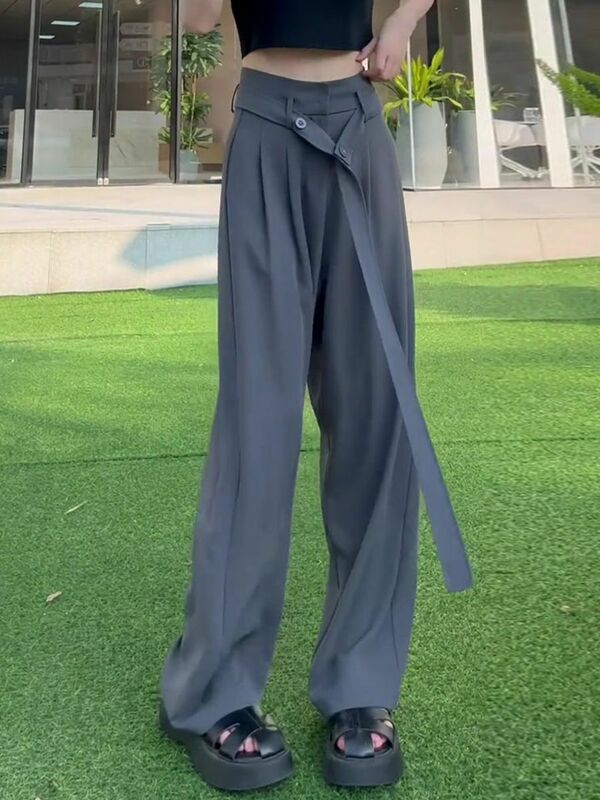 Fashion Age Reducing Casual Suit Pants for Women Spring/Summer 2023 New Dropping High Waist Slim Straight Leg Wide Leg Pants