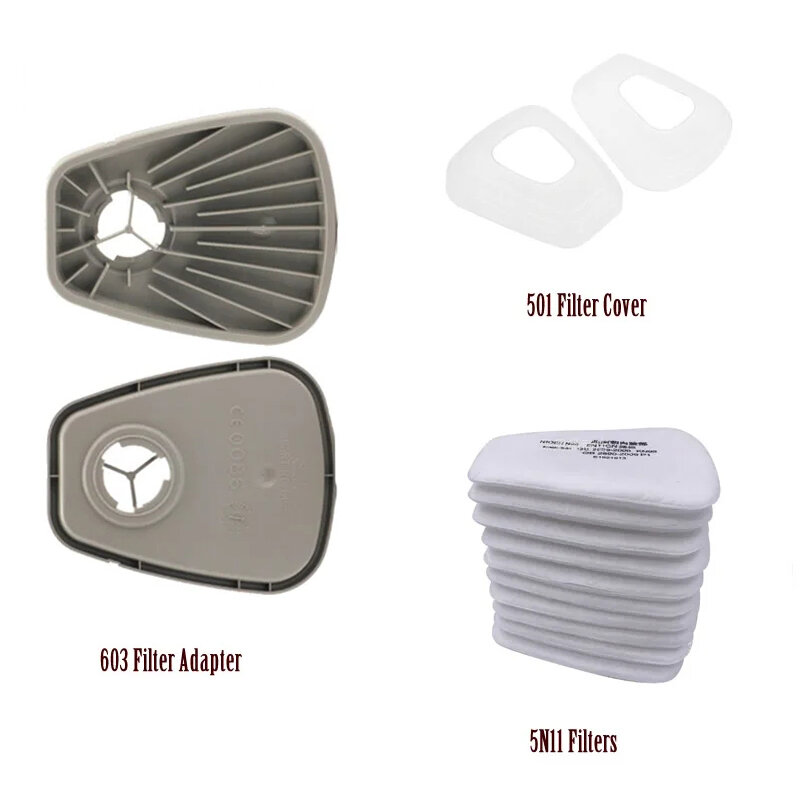 Filtros de algodão para máscara de poeira de gás Filtros substituíveis, Adaptador pré-filtro, 5N11, 6200, 7502, 6800, 501, 603