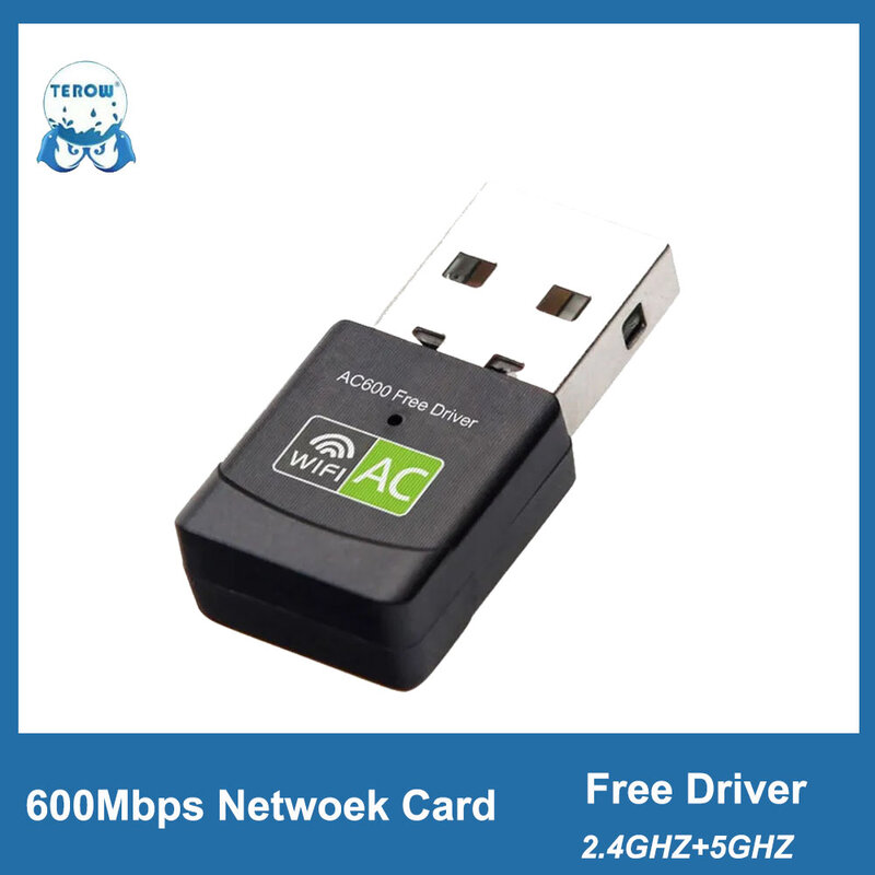 TEROW 듀얼 밴드 와이파이 네트워크 어댑터, 미니 USB 무선 네트워크 카드, 무료 드라이버, Realtek RTL8811CU 칩, 11AC, 600Mbps, 2.4GHz + 5Ghz