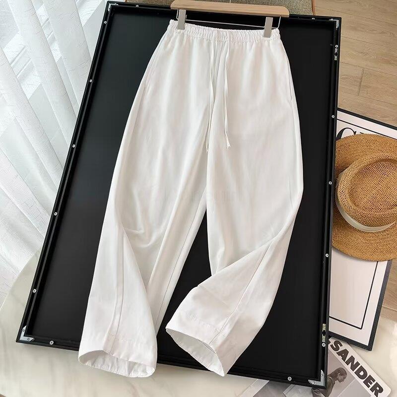 Donegirl-pantalones de pierna ancha para mujer, pantalón versátil con cordón, cintura elástica, Chic, primavera y verano, 2024