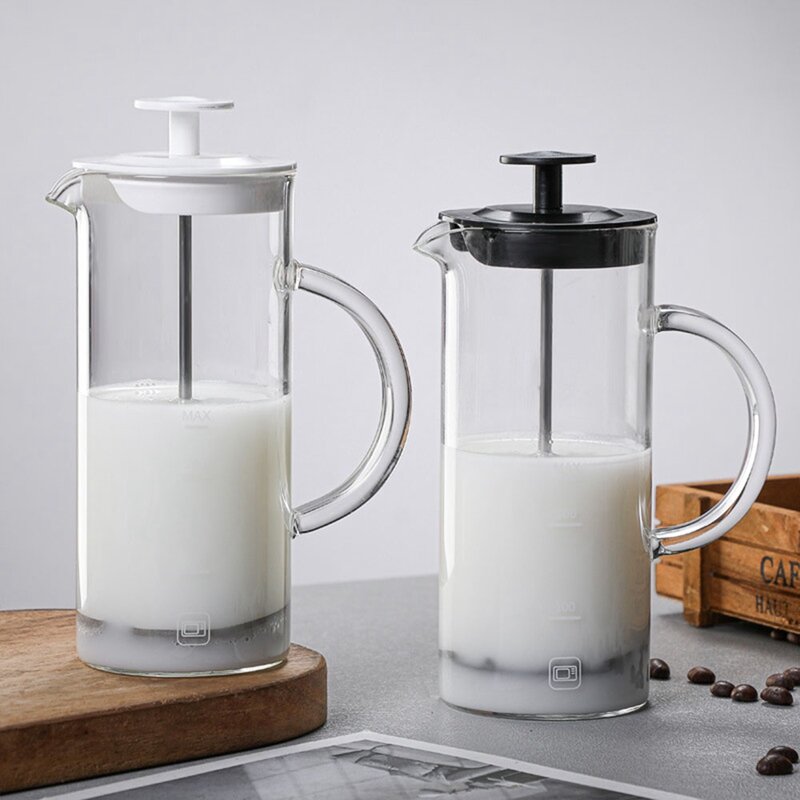 آلة فقاقيع الحليب المنزلية المحمولة ، وعاء رغوة يدوي ، كوب فقاعات القهوة