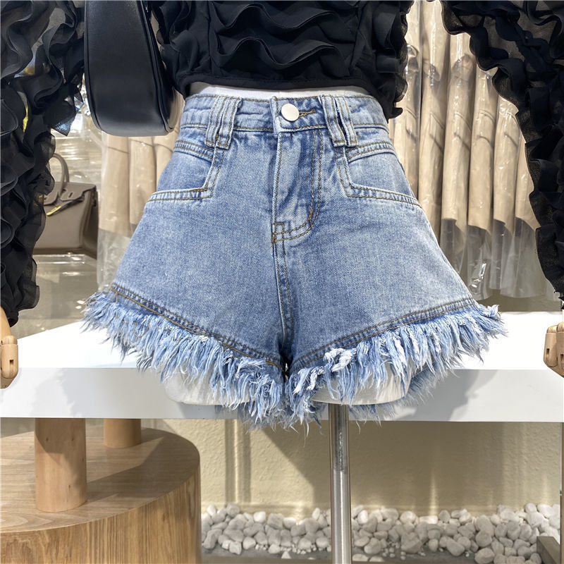 Fashion musim panas celana pendek denim wanita celana jeans robek pinggang tinggi celana pendek fashion seksi wanita S-2XL