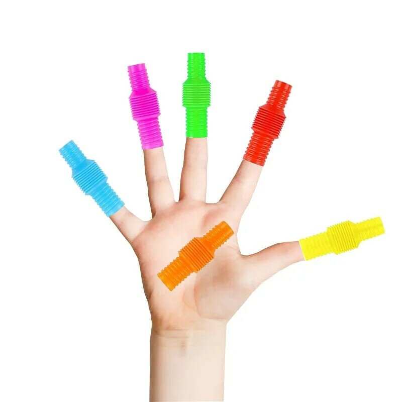 미니 팝 튜브 피젯 장난감, 무지개 감각 스트레스 방지 플라스틱 벨로우 스트레스 해소 파이프, 어린이 성인용 재미있는 선물, 10 개