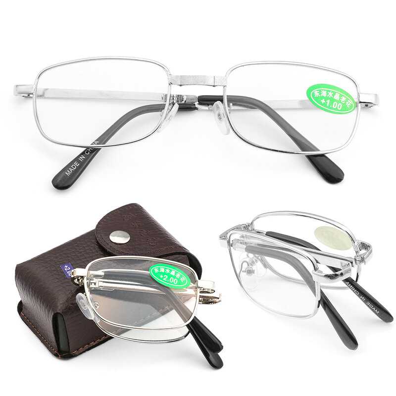 1 زوج للطي نظارات للقراءة مع صندوق خفيفة للغاية بدون إطار نظارات المغناطيسي للجنسين الرؤية الرعاية نظارات درجة + 1.0 ~ 4.0