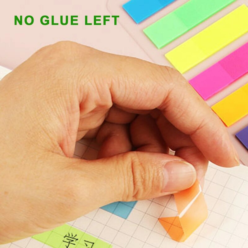 As etiquetas pegajosas simples e práticas da barra da cor fluorescente imprimem notas pegajosas graváveis impermeáveis para a marcação da página e classificam