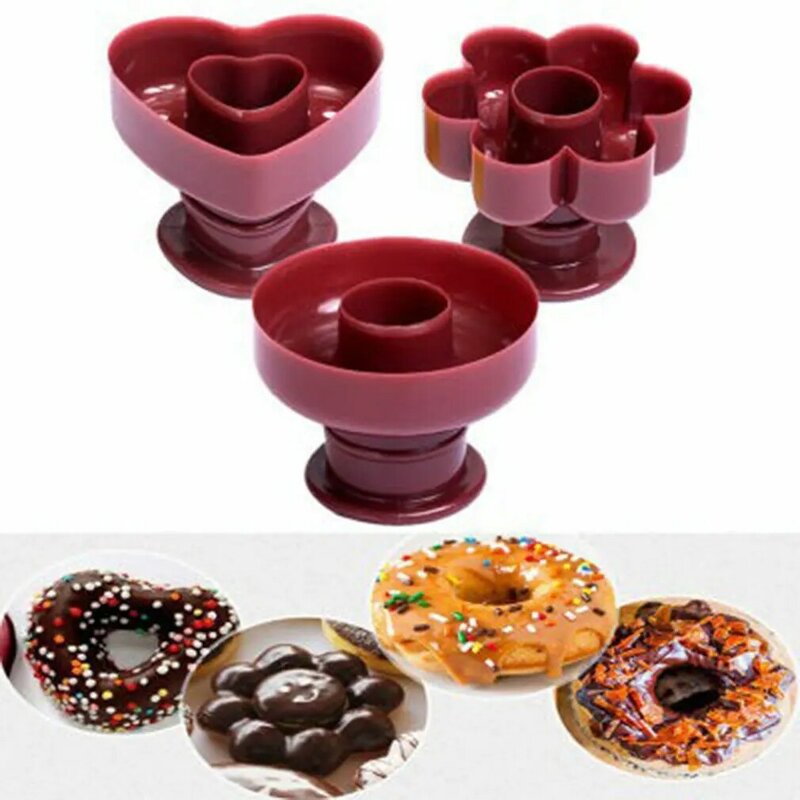 플라스틱 가벼운 도넛 메이커 커터 꽃 모양 디펜서 도넛 금형, 간편한 휴대용 와플 도넛 가제트, 케이크 베이킹 매트 도구