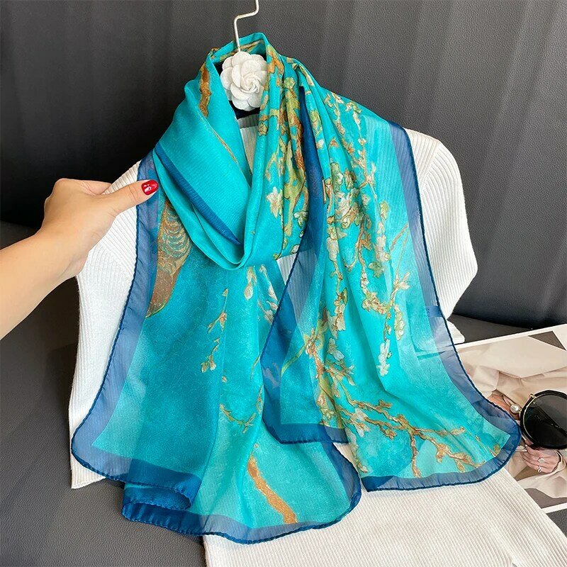2023 Fashion Printed Floral Chiffon Hijab Scarf Women Pareo Lady Bandanas Beach Towels Summer Muslim Veil Wrap Female Foulard