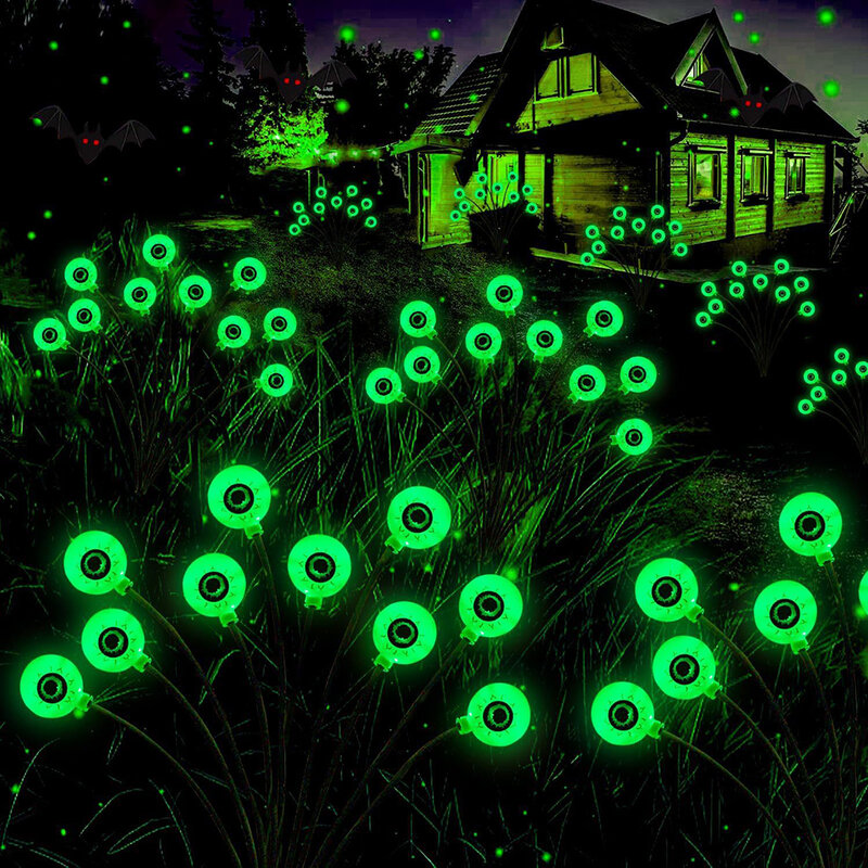 Lampu tanah bola mata hantu Halloween lampu malam pencahayaan otomatis untuk halaman halaman halaman rumput