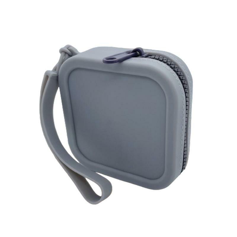 Adult Kids Zipper Silicone Key Wallets Headphone Bag Mini Silicone Storage Key Bag Women Square Silicone Coin Purse Bag
