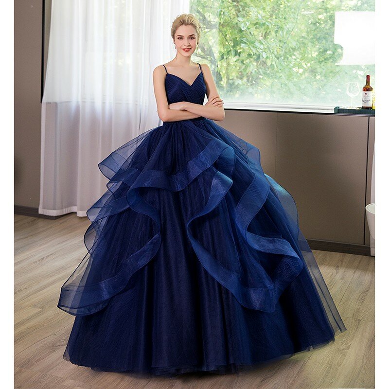 Royal Blue Quinceanera Dresses Ruffles Sweetheart Spaghetti Straps Sweet 15 Girls Princess Dress Vestidos De Quinseanera