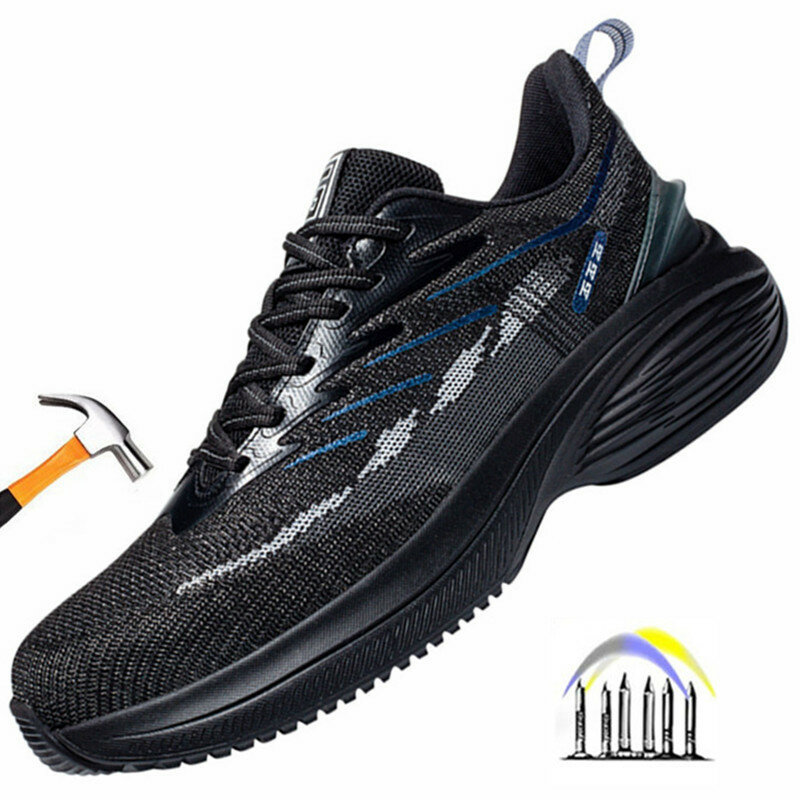 Sapatos de segurança Toe de aço para homens e mulheres, tênis anti-quebra, sapatos anti-perfuração, botas de proteção de segurança