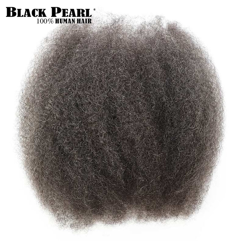 Extensiones de cabello rizado Afro Remy, cabello humano Afro a granel, Color negro perla, para trenzar rastas