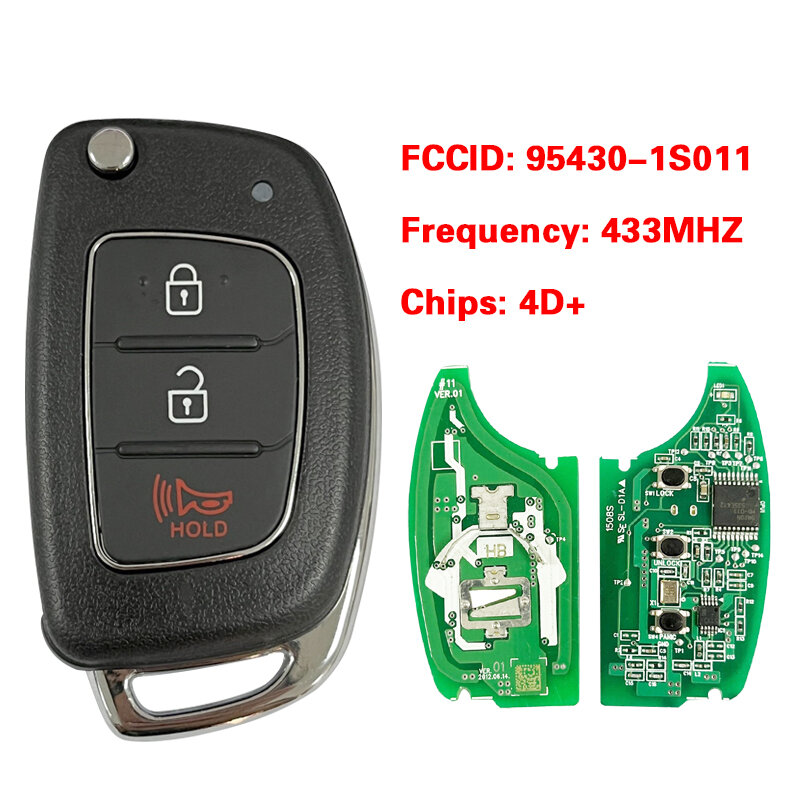 Cn020065 original pcb 3 taste filp key für hyundai hb20 ersatz auto fernbedienung pn 95430-1s011/1 s001 OKA-866T 4 d60 80bit chip
