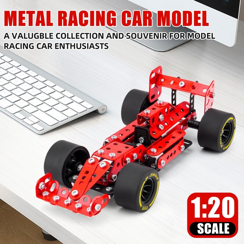 Cross Border New Metal Assembly Building Block Toys F1 Equation Racing 1:20 Screw Disassembly Car Model Kids Toys Gift Box
