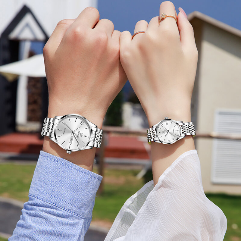 OLEVS Neue Luxus Paar Uhr Automatische Mechanische Armbanduhr Mode Liebhaber Klassische Uhren Wasserdicht Liebhaber Geschenke