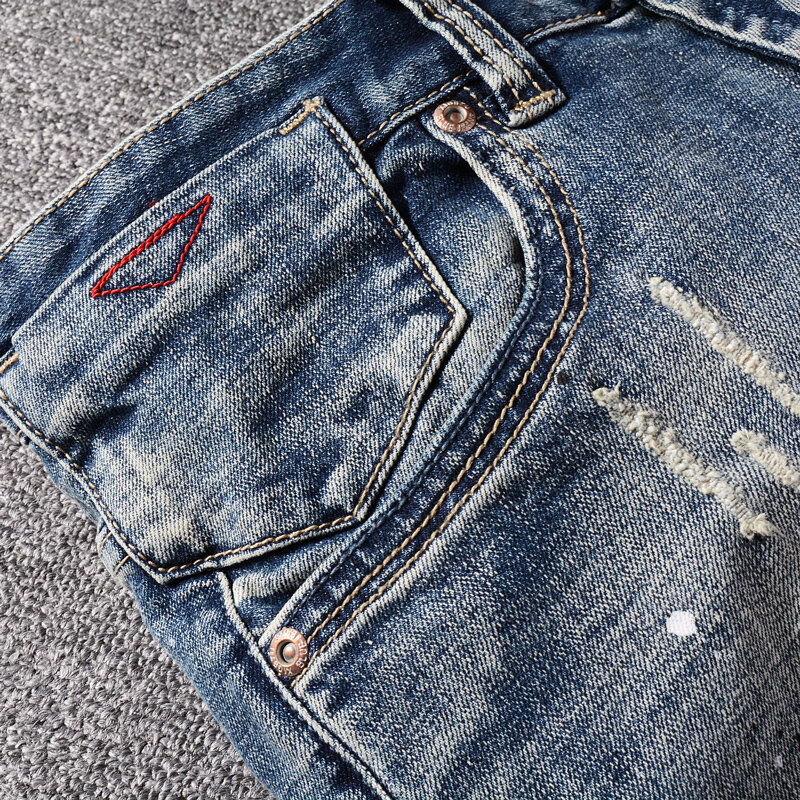 سراويل جينز عصرية للرجال بتصميم حديث سراويل جينز قصيرة كلاسيكية مرنة باللون الأزرق الكلاسيكي للرجال