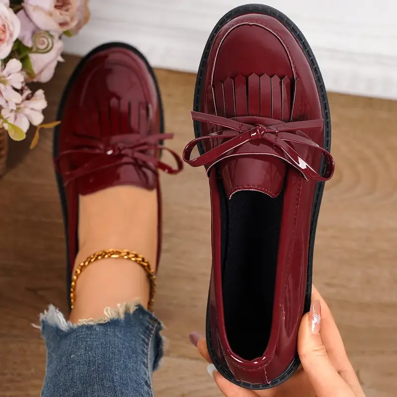 Sepatu pantofel wanita sepatu Platform musim panas untuk wanita rumbai Inggris sepatu flat kasual sepatu Mary Jane sepatu jalan wanita Zapatos De Mujer