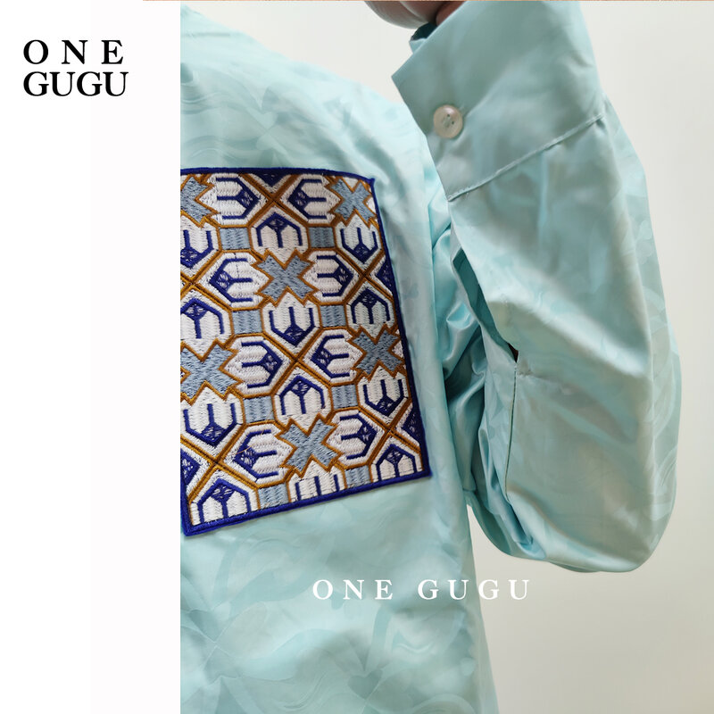 Conjunto de 2 piezas para hombre, camisa y pantalones impermeables brillantes, estilo Dashiki tradicional nigeriano de alta calidad