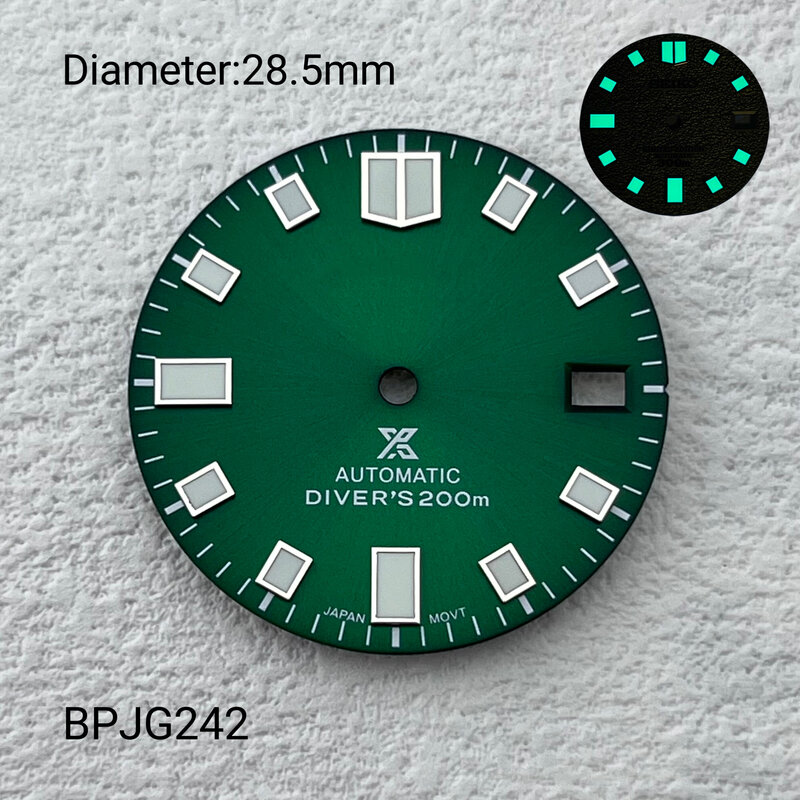 28.5mm Sun Pattern Original Day Calendar Literal Green night light suitable for NH36 movement custom watch accessories