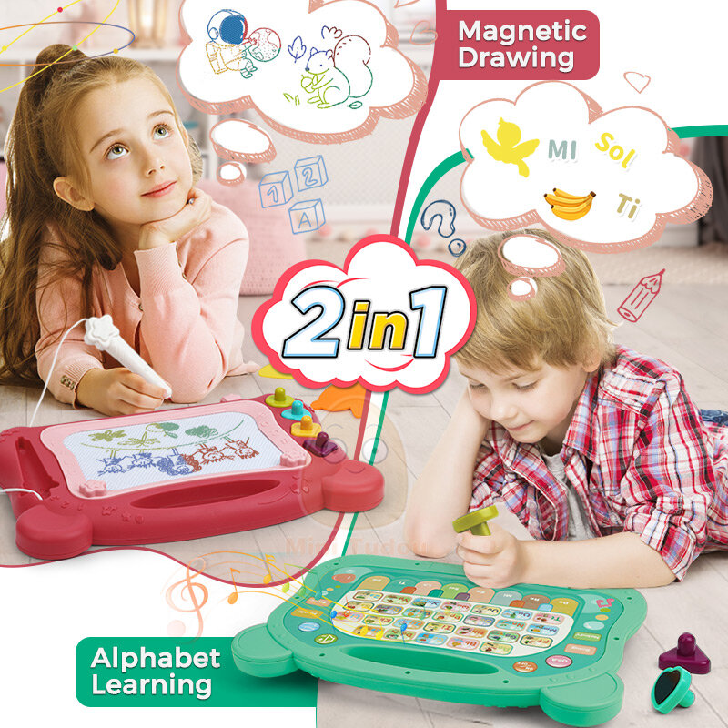 Juguete de dibujo magnético para niños, tablero de pintura de escritura, idioma electrónico, máquina de aprendizaje Musical, juguetes educativos para niños, regalo