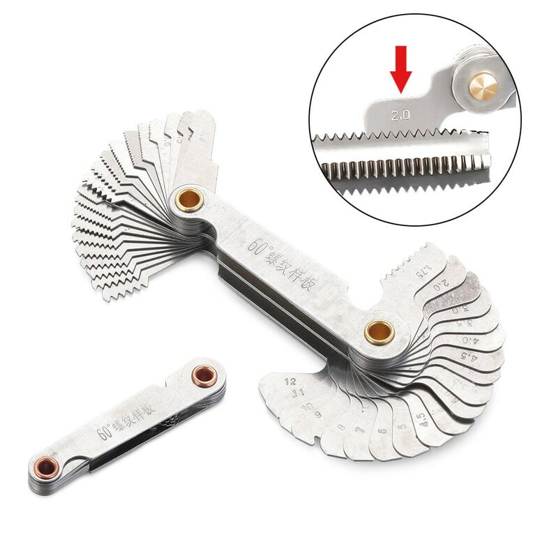 Medidores de paso de tornillo de diente de engranaje, herramientas de medición de rosca Metrisch de 55/60 grados, pulgadas métricas