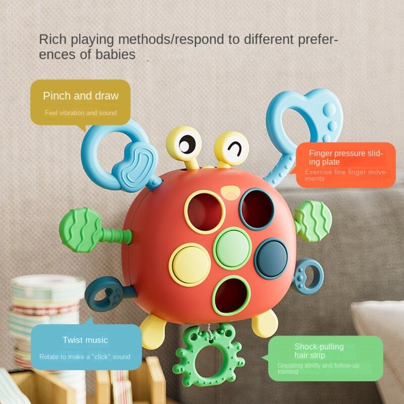 Silicone Baby Finger Push Pull Sensory Toy Montessori Pull Toy Teething Finger Grasp Training Learning Toy String Sensory Toys