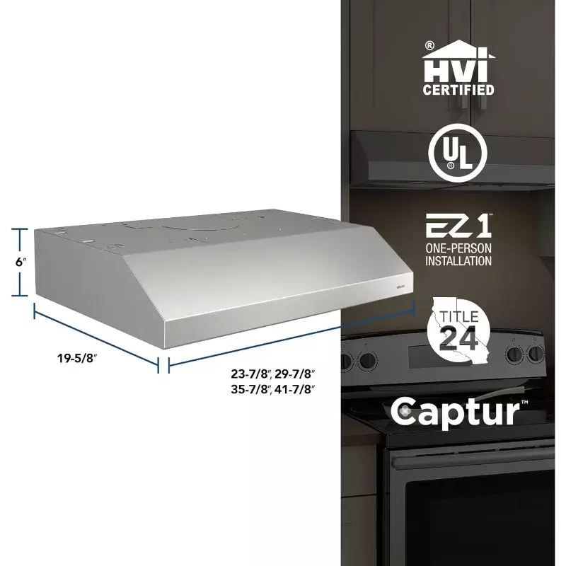 Broan-NuTone BCSD142SS Glacier 42-inch Under-Cabinet 4-Way Convertible Range Hood with 2-Speed Exhaust Fan and Light