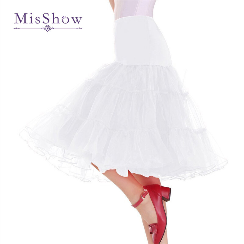 MisShow 여성용 프릴 크리놀린 빈티지 웨딩 신부, 로커빌리 투투 스커트