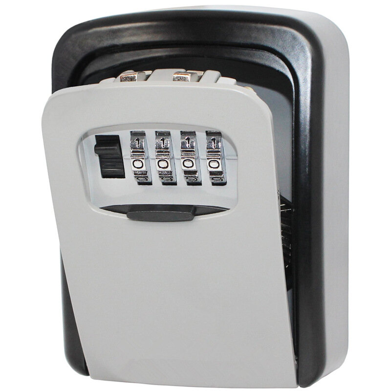 Household Code Key Box Outdoor Waterproof Decorative Keybox Wall-mounted Metal 4 Digit Combination Password Keysafe Storagebox