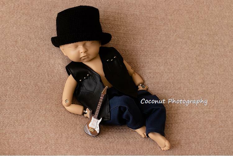 Hübscher rock anzug leder jacke Harlan hosen kleidung neugeborenen fotografie requisiten baby foto studio