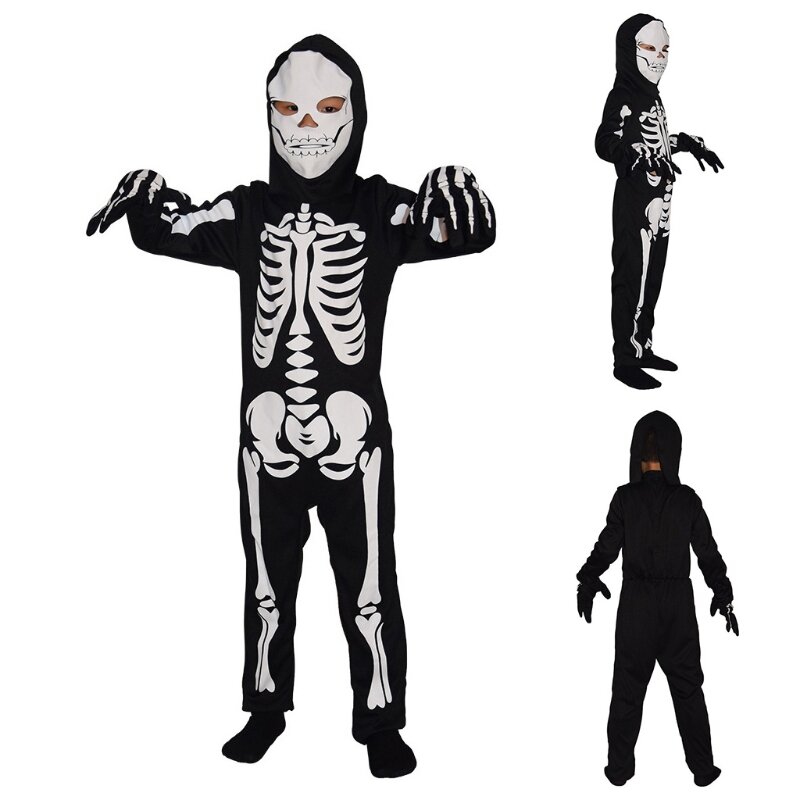 Unisex Adecuado para niños 110-130 43,31-51,18 Pulgadas Altura Pijama para niños Disfraz Esqueleto Mono