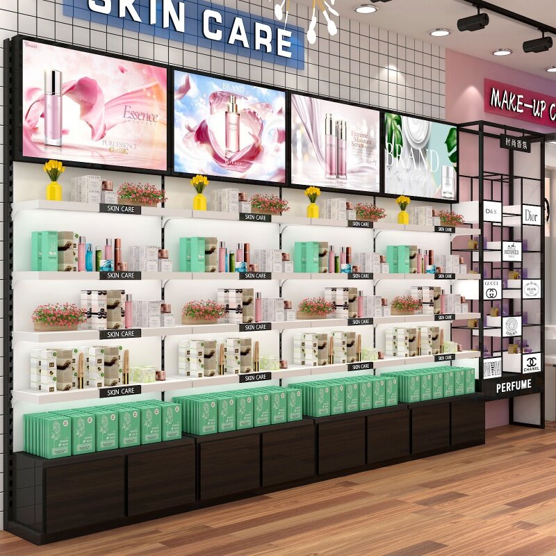 custom，Fashionable Showcase Display Racks For Cosmetics Makeup Beauty Shelf Stand Showcase Of Store