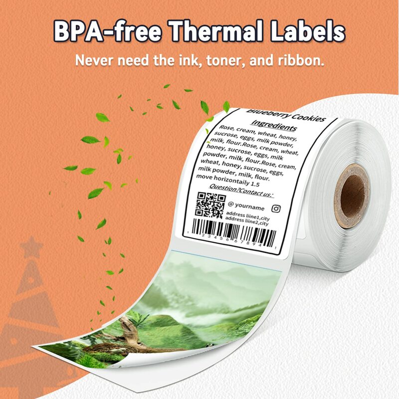 Phomemo M110 M220 Thermal Labels Self-Adhesive Paper Transparent Round Paper Sticky Thermal Labels Printer Paper for M200 M221