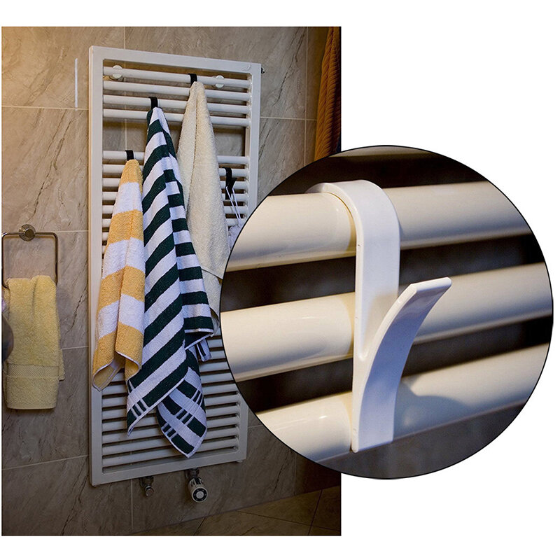 1/4pcs White Hanger for Heated Towel Radiator Rail Bath Hook Holder Clothes Hanger Plegable Scarf Hanger Drying Space Towel Rack