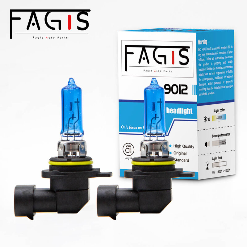 Fagis-スーパーホワイト自動車用ヘッドライト,9012 W,55W,2ユニット,カーヘッドライト