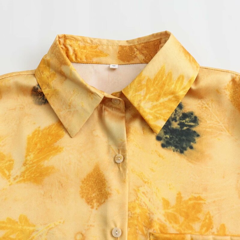 Dames Nieuwe Mode Zijde Textuur Bedrukte Shirt Broek