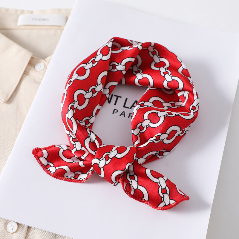 2022 pequeno lenço de cabelo de seda feminino foulard pescoço envoltório 50cm quadrado lenço macio bandana leopardo impressão senhora cabeça banda lenços gravata
