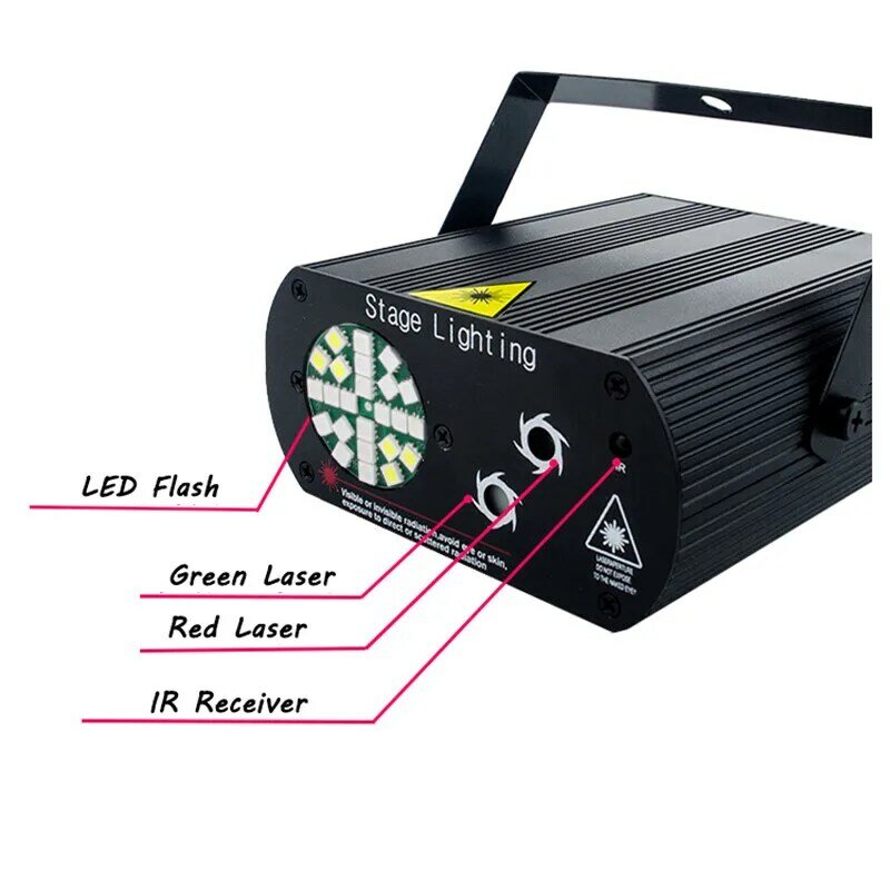 RGB светодиодный диско-стробоскосветильник 2 в 1, сцсветильник свет с голосовым управлением, музыкальный лазерный проектор, световой эффект, ...